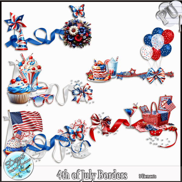 4TH OF JULY BORDERS - TAGGER SIZE by Disyas - Click Image to Close